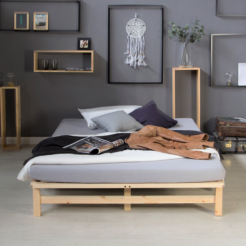 August Solid Wood Storage Bed, 140 x 200cm, Natural Brown