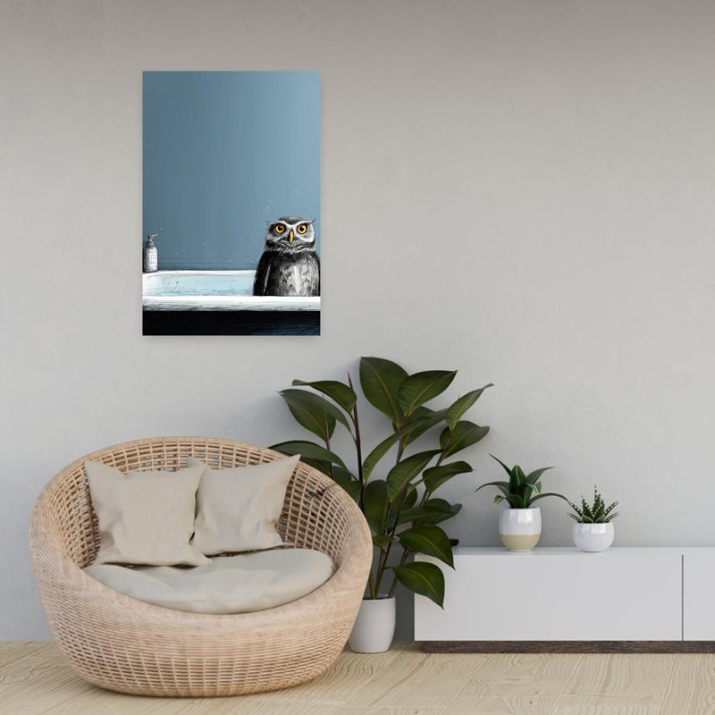Chouette dans un bain contemporain, H 24 po x l 16 po