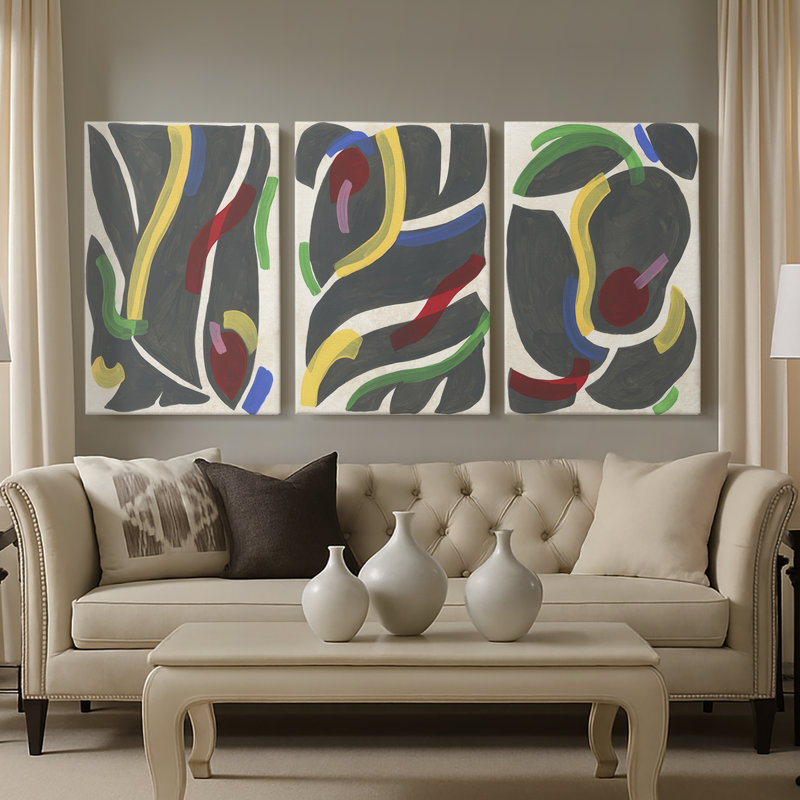 Canasta II  -Custom Wrapped Gallery Canvas - 3 Pieces, 48" H x 96" W