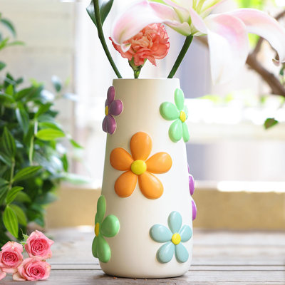 Vase de fleurs pastel, arc-en-ciel de 8 pouces de hauteur, décoration de champignon, vases éclectiques pour fleurs, vase décoratif coloré unique, esthétique de décoration de chambre mignonne