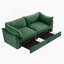 Canapé 2 places avec tiroirs de rangement coulissants, accoudoirs en forme de croissant et dossier enveloppant, idéal pour les petits salons, vert chenille-1106706521