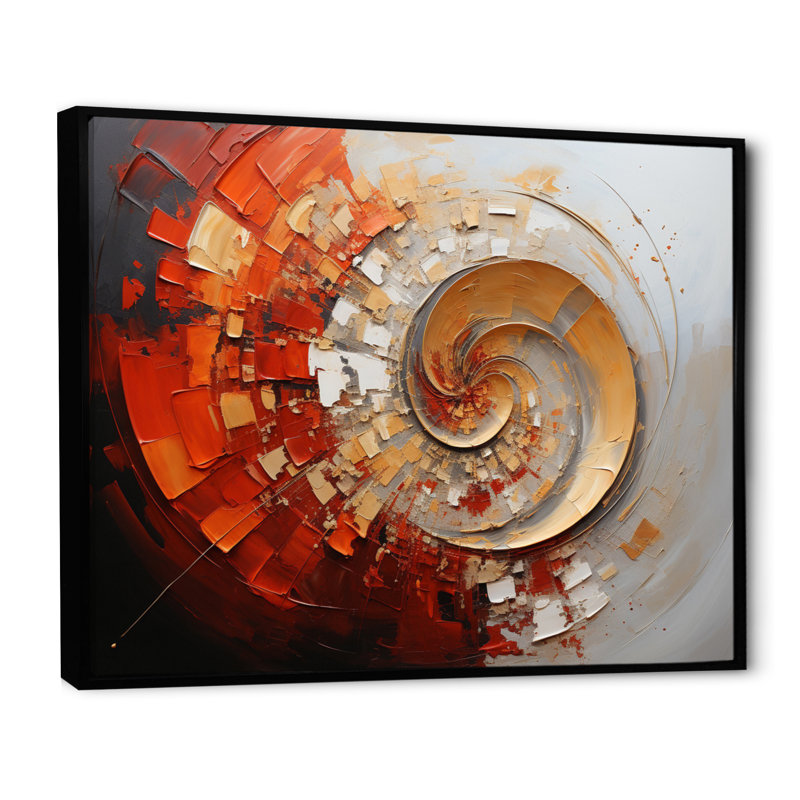 Energetic Spiralscape I - Abstract Spirals, impressions sur toile, Cadre flottant noir, H 30 po x l 40 po x P 1,5 po