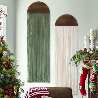 Décoration murale en macramé tissé à la main avec pampilles rondes Boho