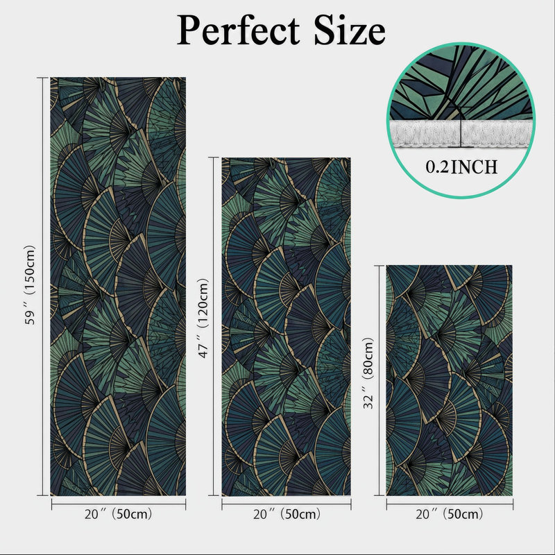 Fan Leaf Non-Slip Washable Kitchen Mats