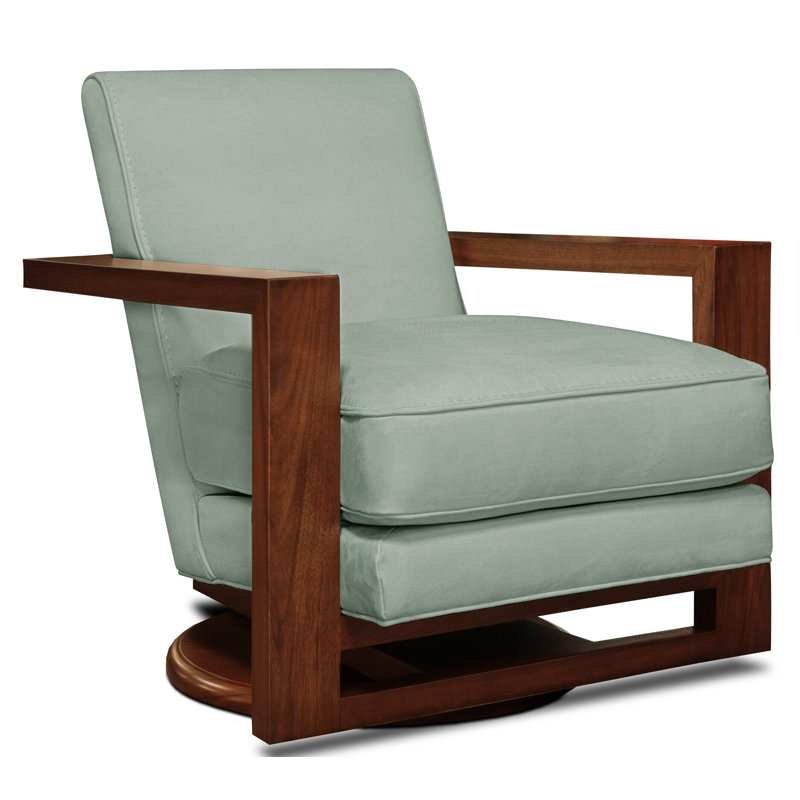 Monroe Leather Swivel Armchair, Ivory (Cartier), Nutmeg