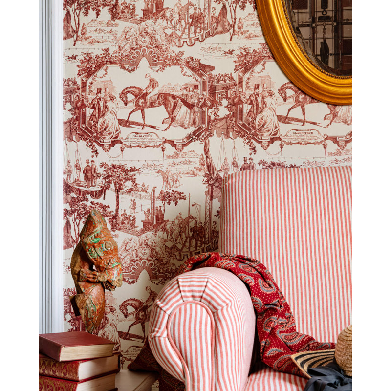 The Derby Wallpaper, Red/Taupe