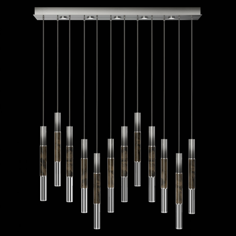 Antonia 17 - Light LED Kitchen Island Pendant, Soft Ombre Silver Leaf/Nickel