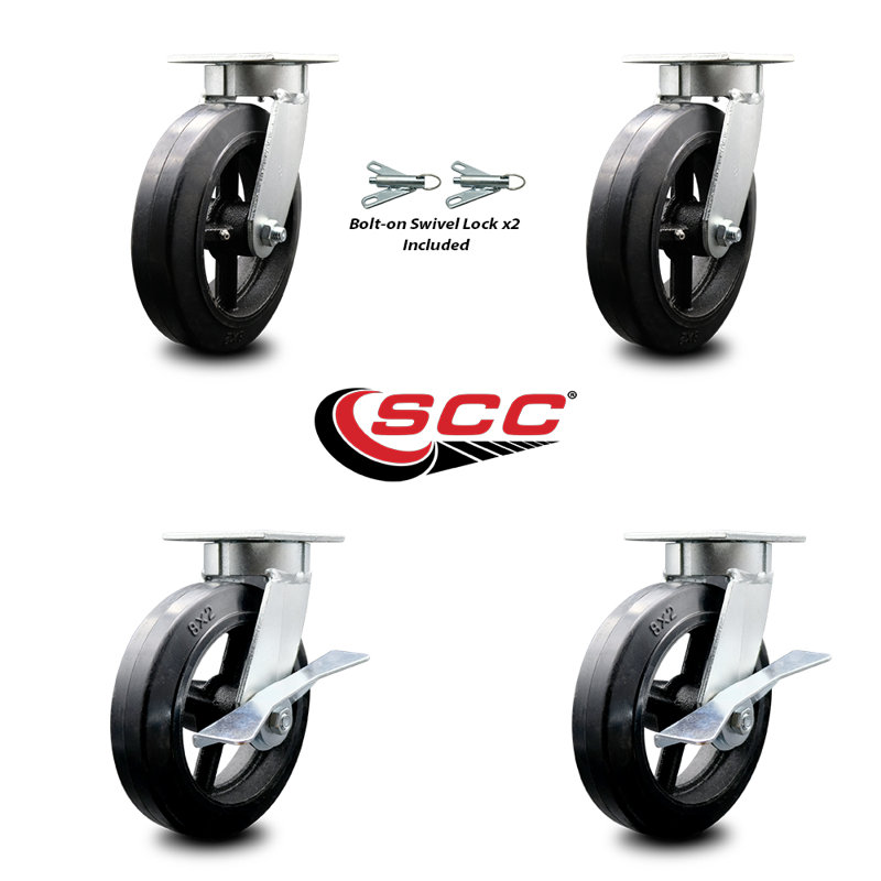 4 Piece Rubber on Steel Caster Set