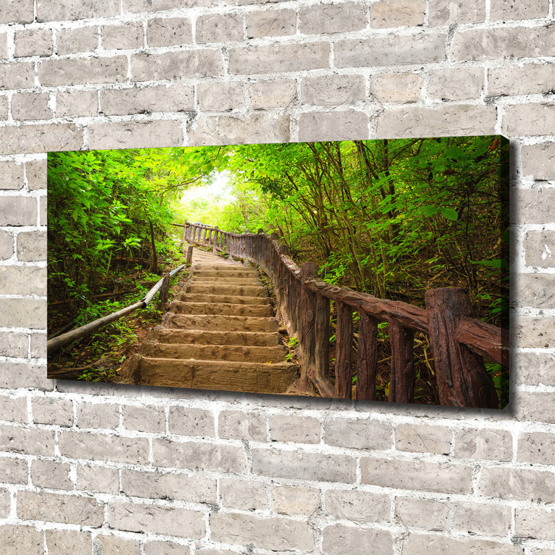 Stairs In The Forest - No Frame Print on Canvas