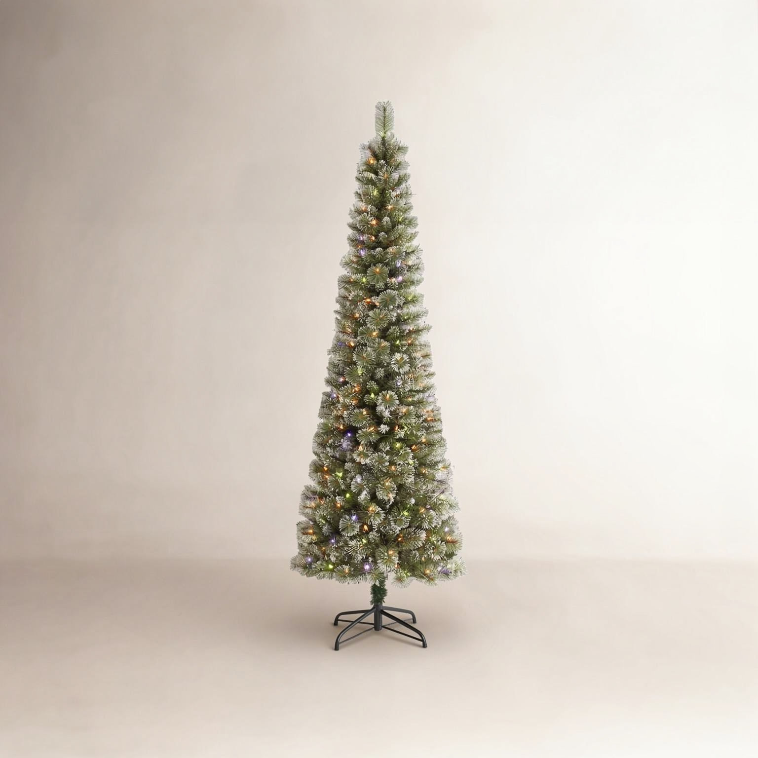 Leilonie Flocked Pre-Lit Pine Christmas Tree, 7.5'