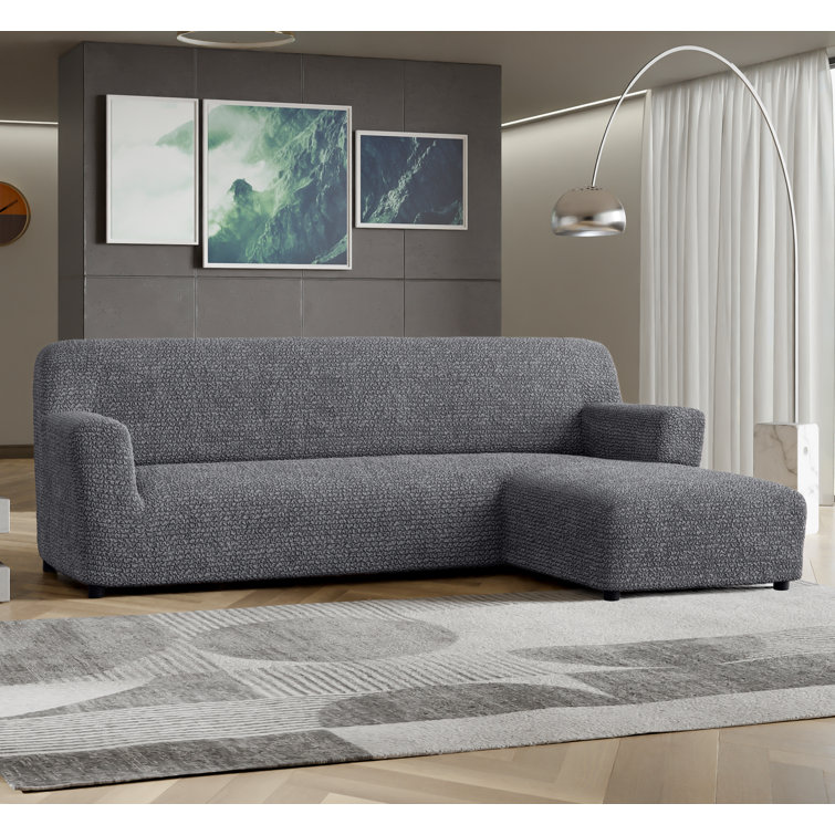 Stretchy Slipcover for Chaise Sectional - Easy to Clean & Durable - Microfibra Collection (Right Chaise)