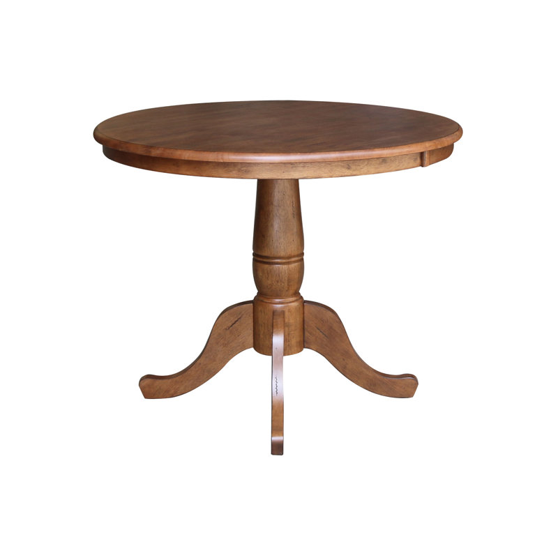 Table de salle à manger à piédestal en bois massif, H 30 po x L 36 po x l 36 po, Chêne vieilli