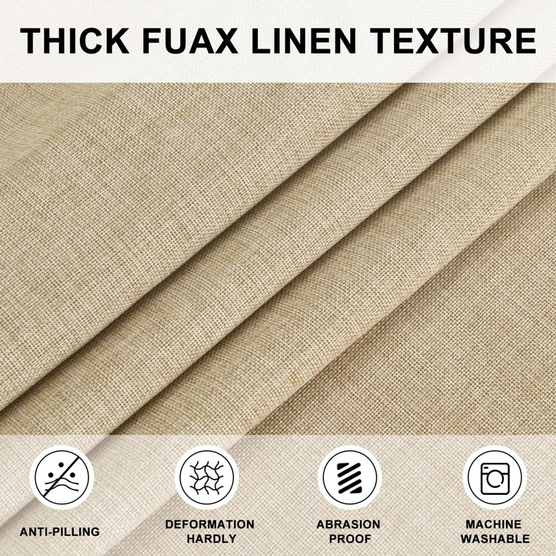 Beige 90 Inch Round Polyester Linen Tablecloth