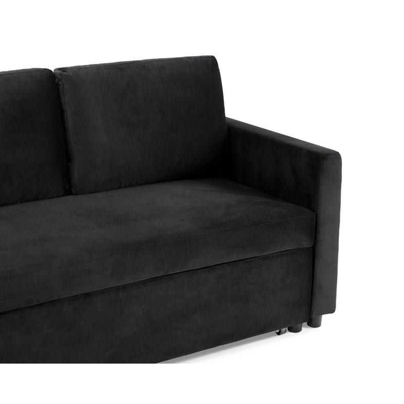 Tannum 3 Seater Velvet Sofa Bed, Black