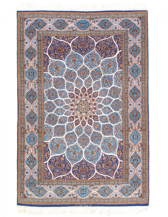 Tapis unique en laine et soie 5 pi 2 po x 7 pi 9 po Chataqua Malibu, gris