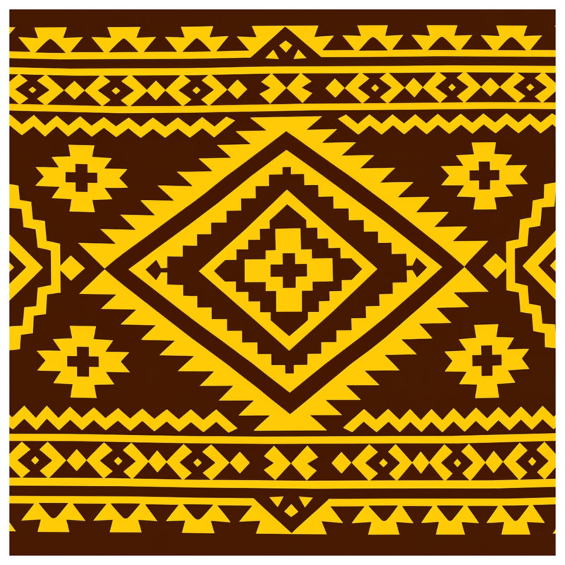 Yellow Brown Geometric Pattern Double Sided Throw Pillows, 16 x 16 inches