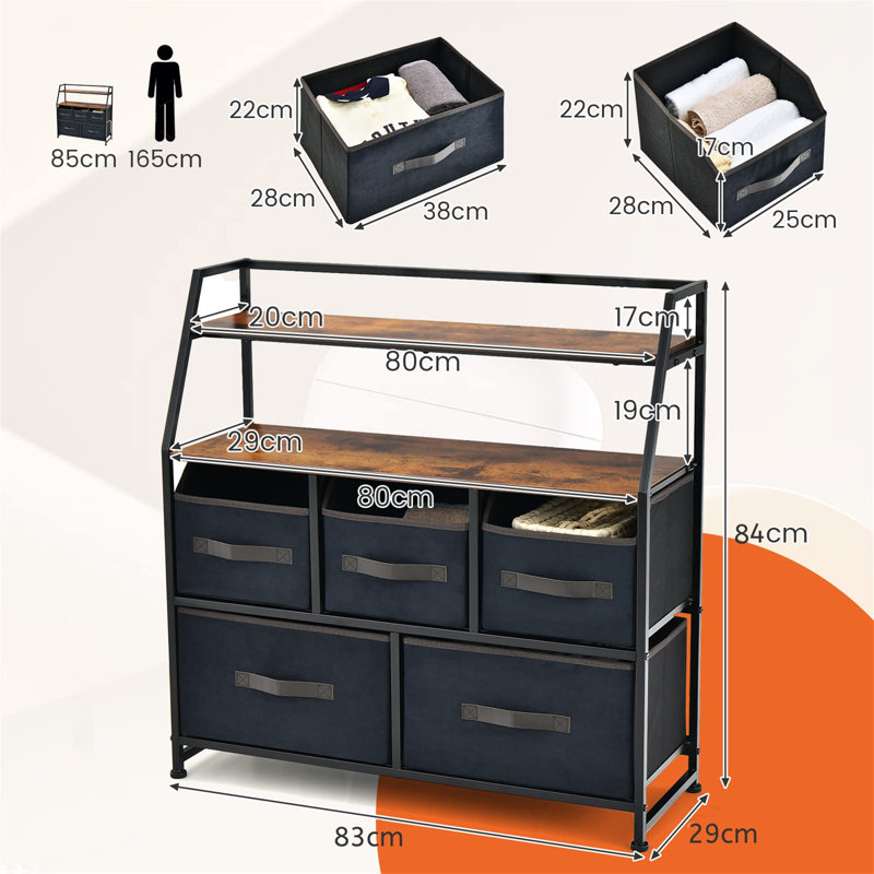 Anaberta 5 Drawer Storage Drawer