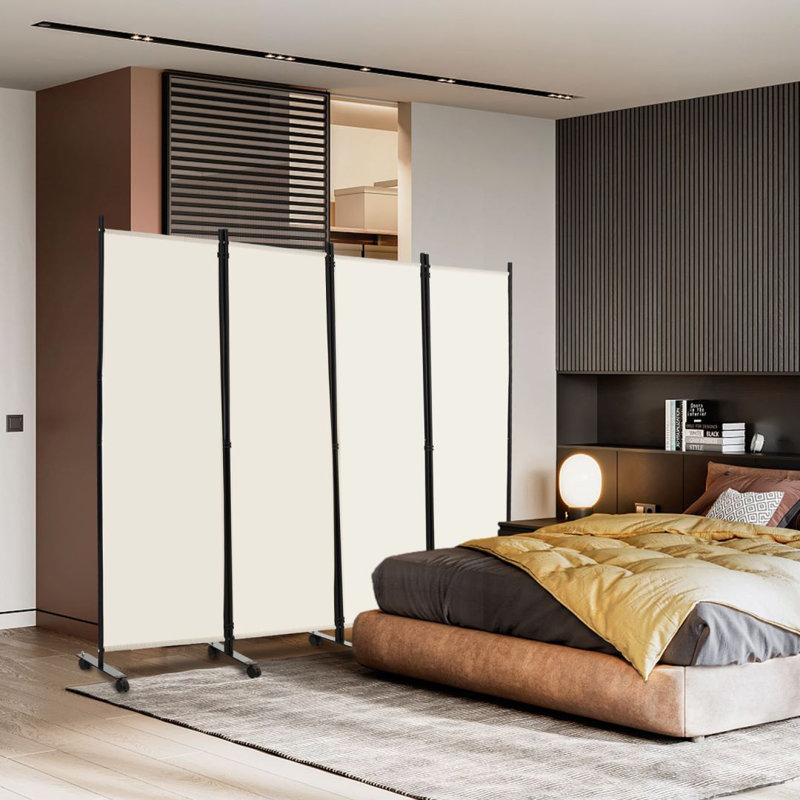 Gettysburg Folding Room Divider, 172cm H x 224cm W x 30cm D, White, 4