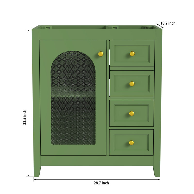 Meuble-lavabo simple 30 po vert sans comptoir