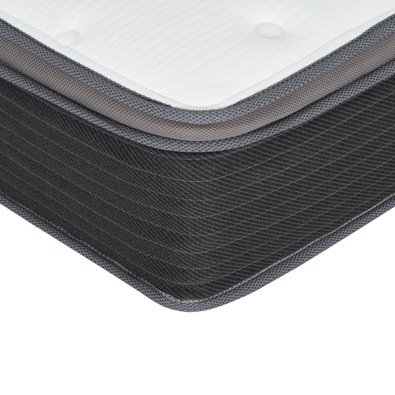 12 po Matelas à ressorts ensachés simple, mousse viscoélastique imprégnée de gel avec plateau euro, système de ressorts blanc / gris assurant un soutien ciblé, lit simple US, mousse, ressorts, transfert de mouvement, barrière en rayonne