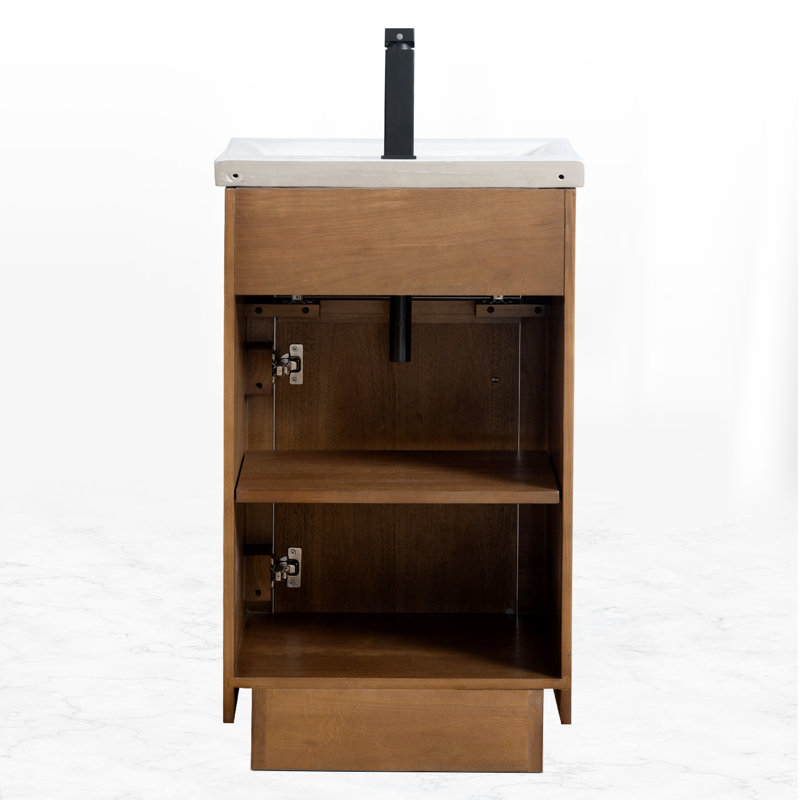 20.39'' Free Standing Single Bathroom Vanity with Ceramic Top, Tan