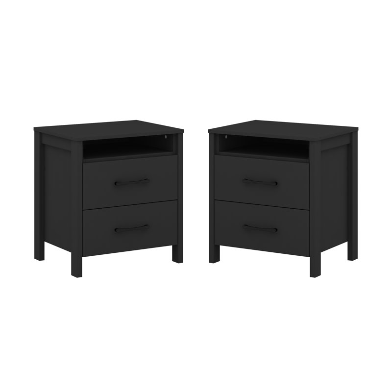 Chabot Modern 2-Drawer Nightstand Set Of 2, Black