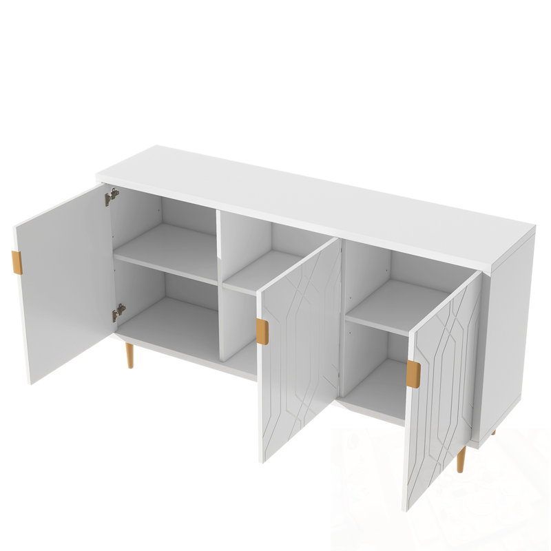 Buffet avec 3 portes et tablettes réglables, Blanc