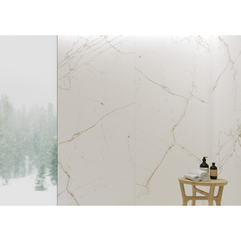 Bianco Oro 24" x 48" Porcelain Marble Look Wall & Floor Tile – Gold Veining, Polished