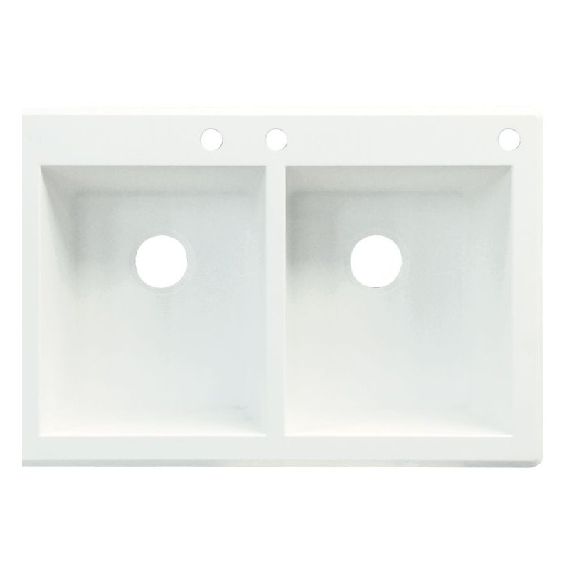Radius 33.0625'' L Double Bowl Granite Kitchen Sink, White