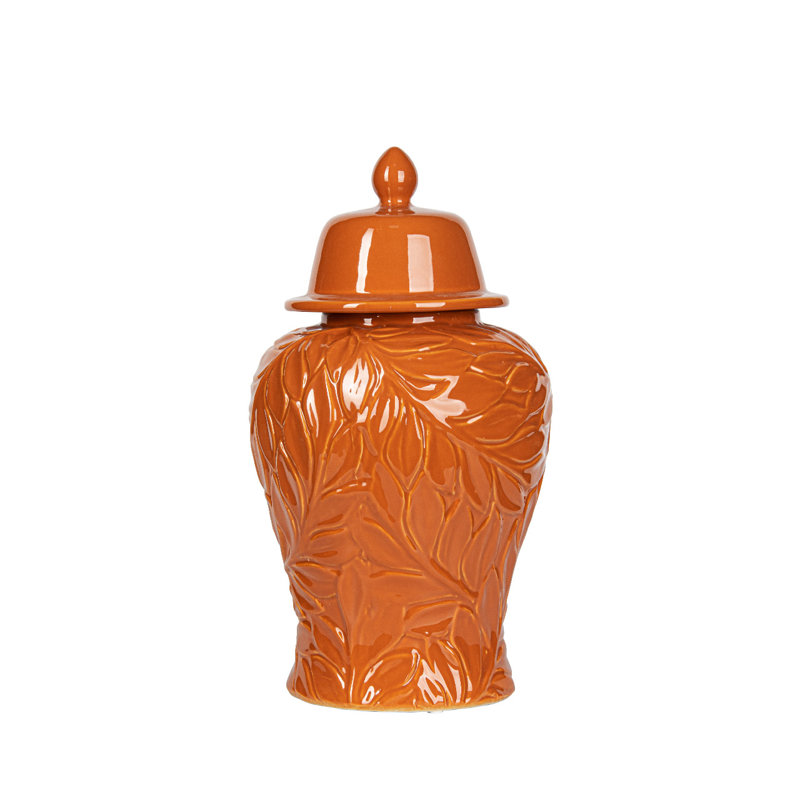 Ceramic / Porcelain Decorative Urns & Jars, Orange, 38cm H x 21cm W x 21cm D