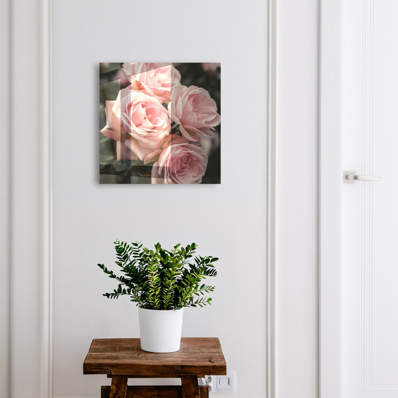 Key cabinet, Opens to the left, 30x30x5, White, Pink roses in full bloom, 