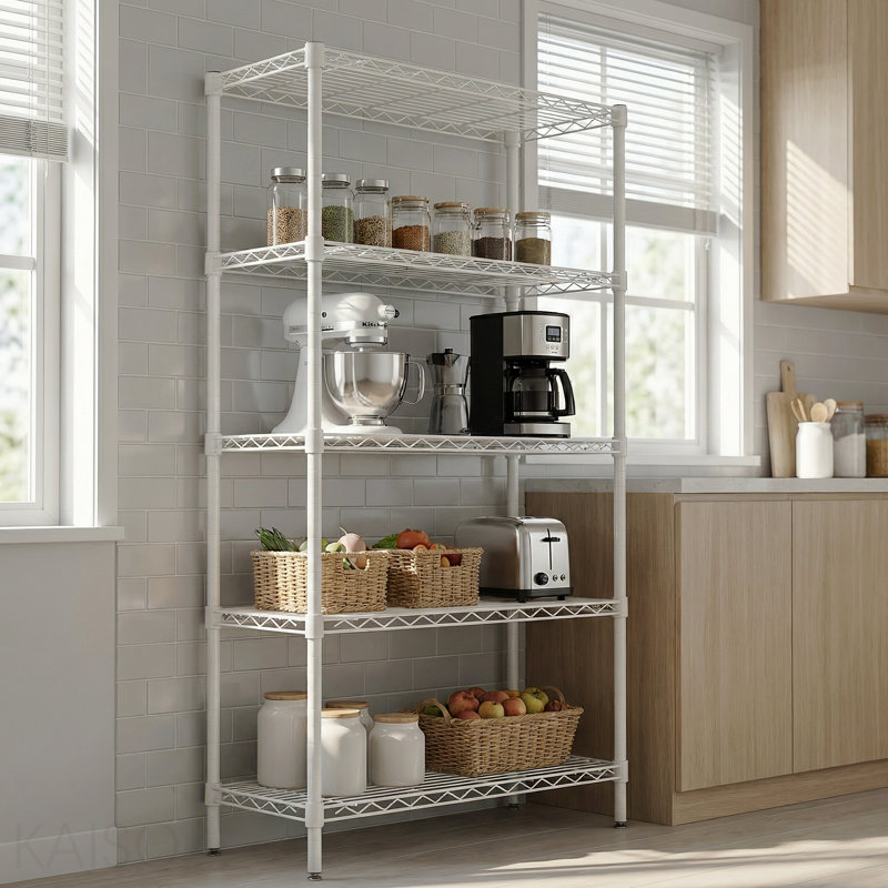 Étagères grillagées robustes à 5 niveaux réglables - supports de rangement en métal résistant à la rouille pour la cuisine, le garage, la salle de bain et le garde-manger (P 29,53 po x l 13,78 po x H 59,06 po)
