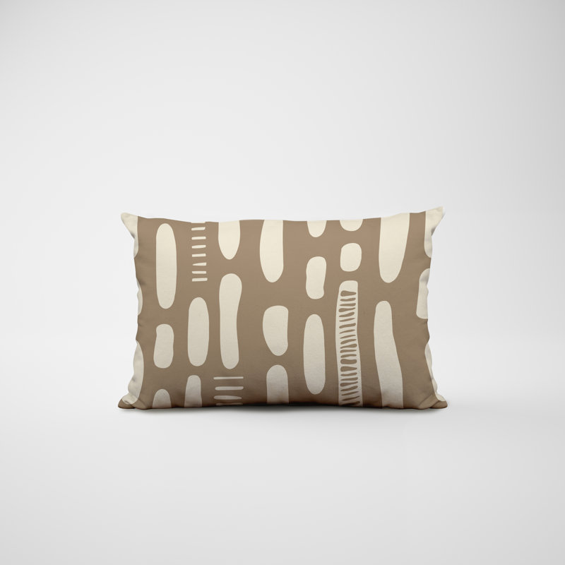 Polyester/Polyester Blend Lumbar Rectangular Indoor/Outdoor Pillow Cover & Insert, Beige 