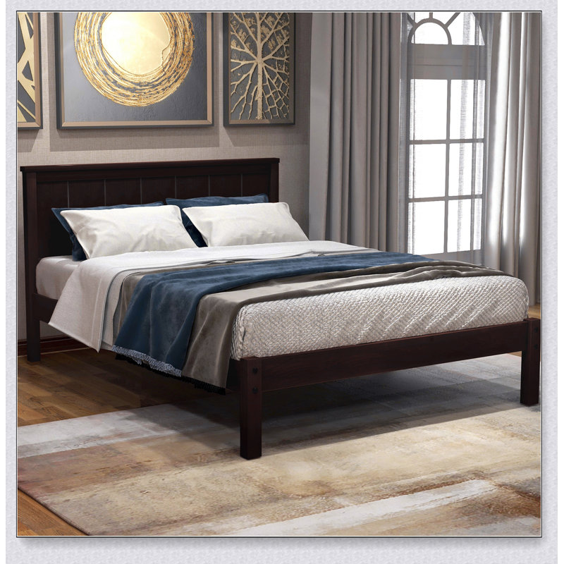 Platform Bed Frame With Headboard, Twin, Espresso