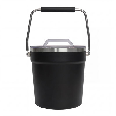Seau à glace 4L, cuve à boisson en acier inoxydable à double paroi résistante à la sueur, refroidisseur à champagne et à vin pour fêtes, noir