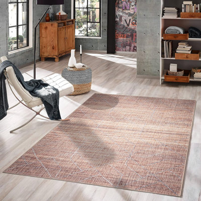 Tapis traditionnel doré résistant aux taches et lavable à la machine