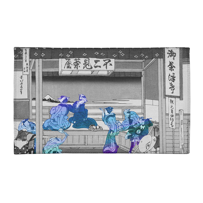 Tapis bleu / gris Yoshida at Tokaido, Rectangle 3 pi x 5 pi