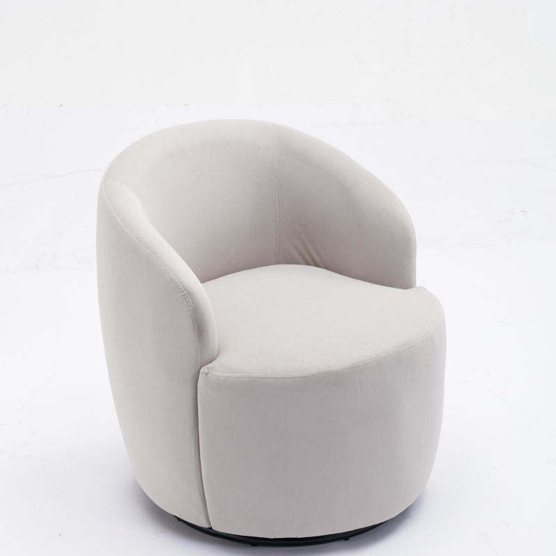 Teddy Fabric Swivel Accent Armchair With Black Powder Coated Metal Ring, Soft And Comfortable For Modern Interiors