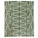 Flatweave Wool Area Rug in Green And White