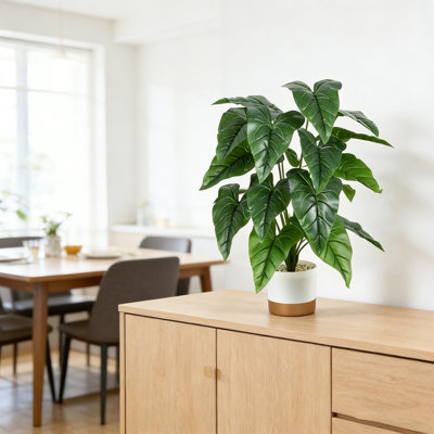 Artificial Plant Tropical Tree, White Flower Pot Artificial Tree, Artificial Tree Home Office Living Room Farmhouse Modern Decorative Tree, No Waterin