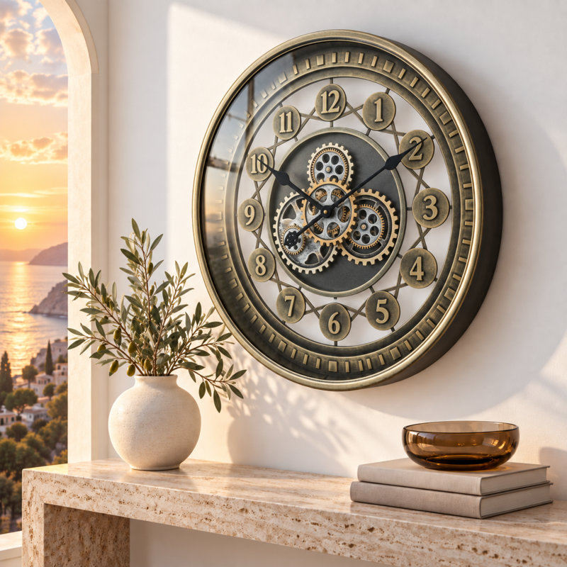 Horloge murale avec engrenages en mouvement THE-GEARS NO-LI_ 24 po KRISTIANSAND