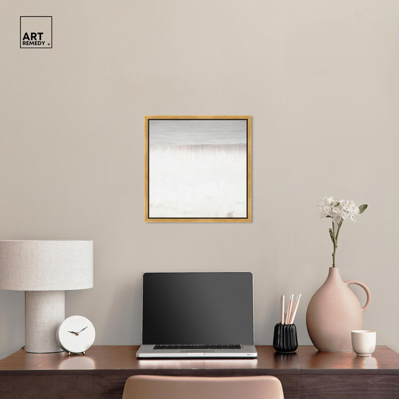 Subtle Transitions Canvas Minimalist Abstract by Art Remedy, Gold Floater Framed, 17" H x 17" W x 1.8" D