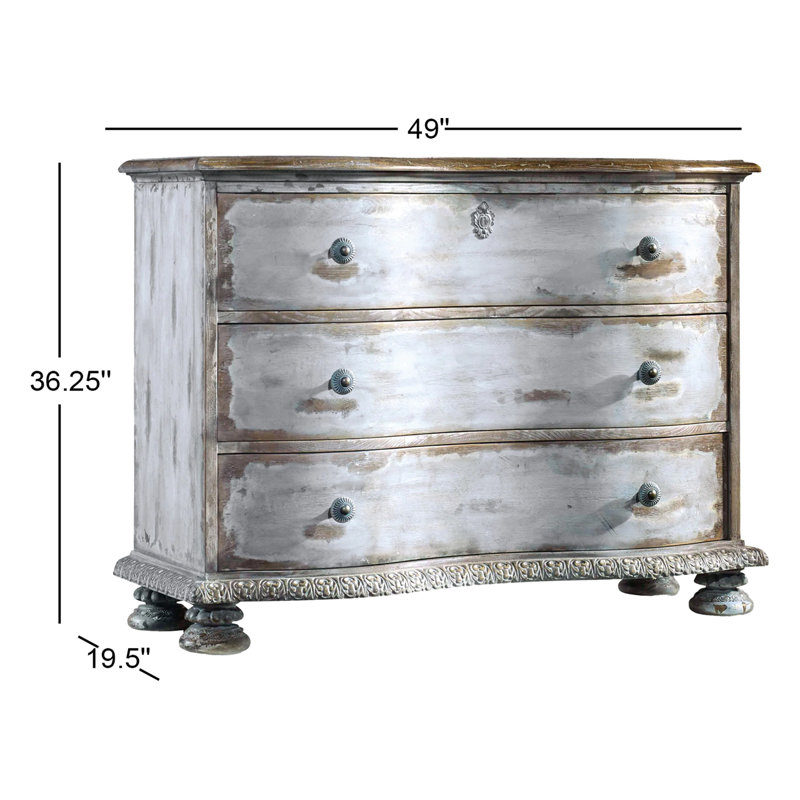 Blue Distressed 3-Drawer Traditional Wood Dresser