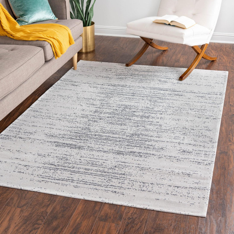 Cotton Abstract Indoor Rug, Rectangle 5' x 7'2"