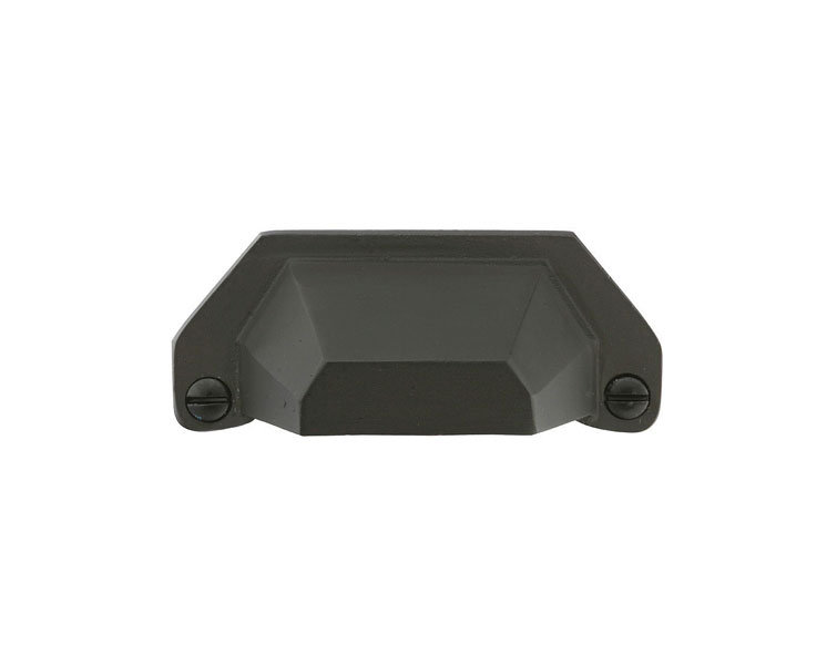Bin 4" Center to Center Cup/Bin Pull, Flat Black Bronze Patina