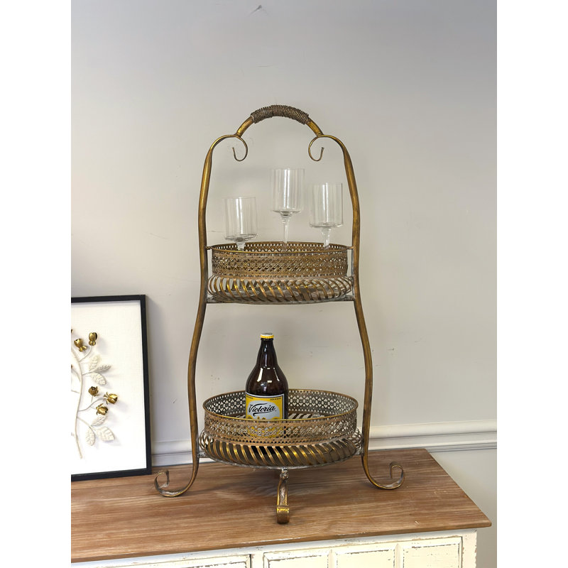 2-Tier Metal Bar Cart Stand