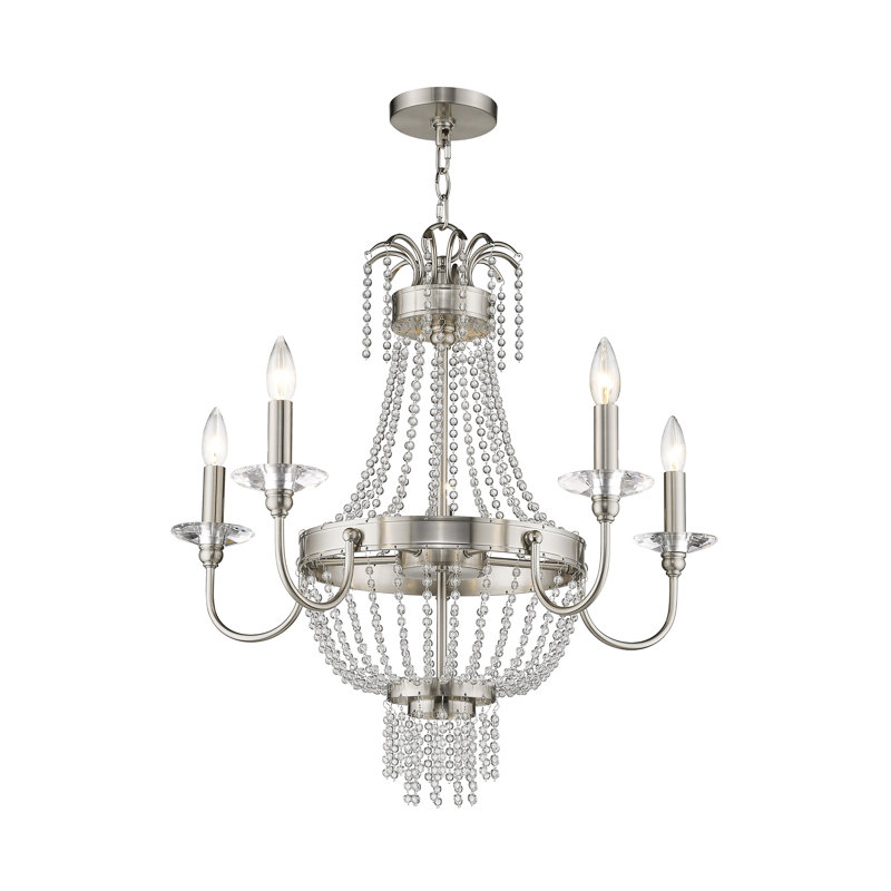 Rachedi 5 - Light Dimmable Empire Chandelier, Brushed Nickel