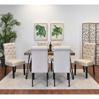 7-Piece Dining Set, Hairpin Dining Table With 6 Chairs, 4 Color Options