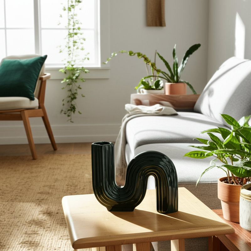 Elysia Table Vase, Dark Green