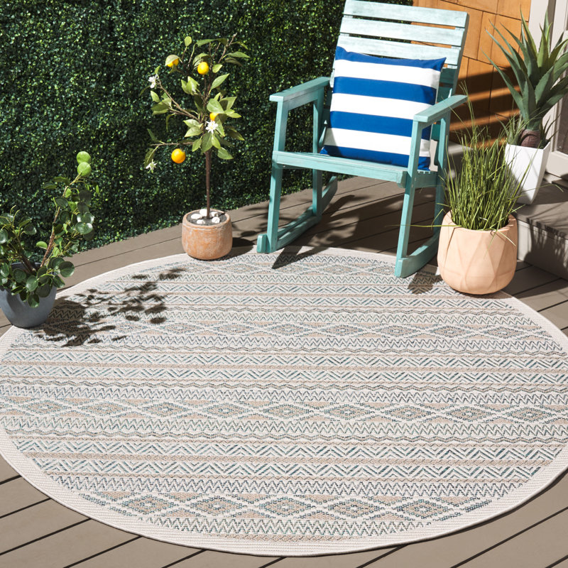 Wolack Wicker Performance Southwestern Rug, Round 6'7"